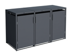 Anthracite Grey Solid Panel Wheelie Bin Storage - Triple Bin Store