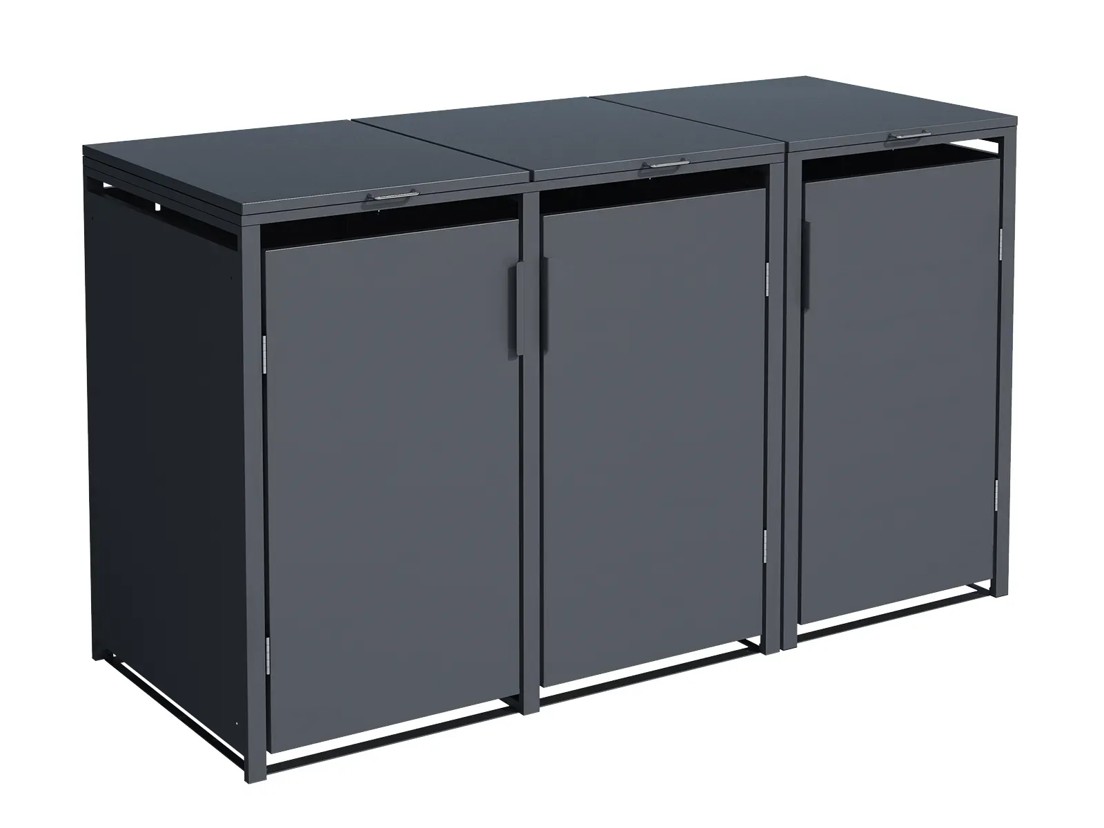 Anthracite Grey Solid Panel Wheelie Bin Storage - Triple Bin Store