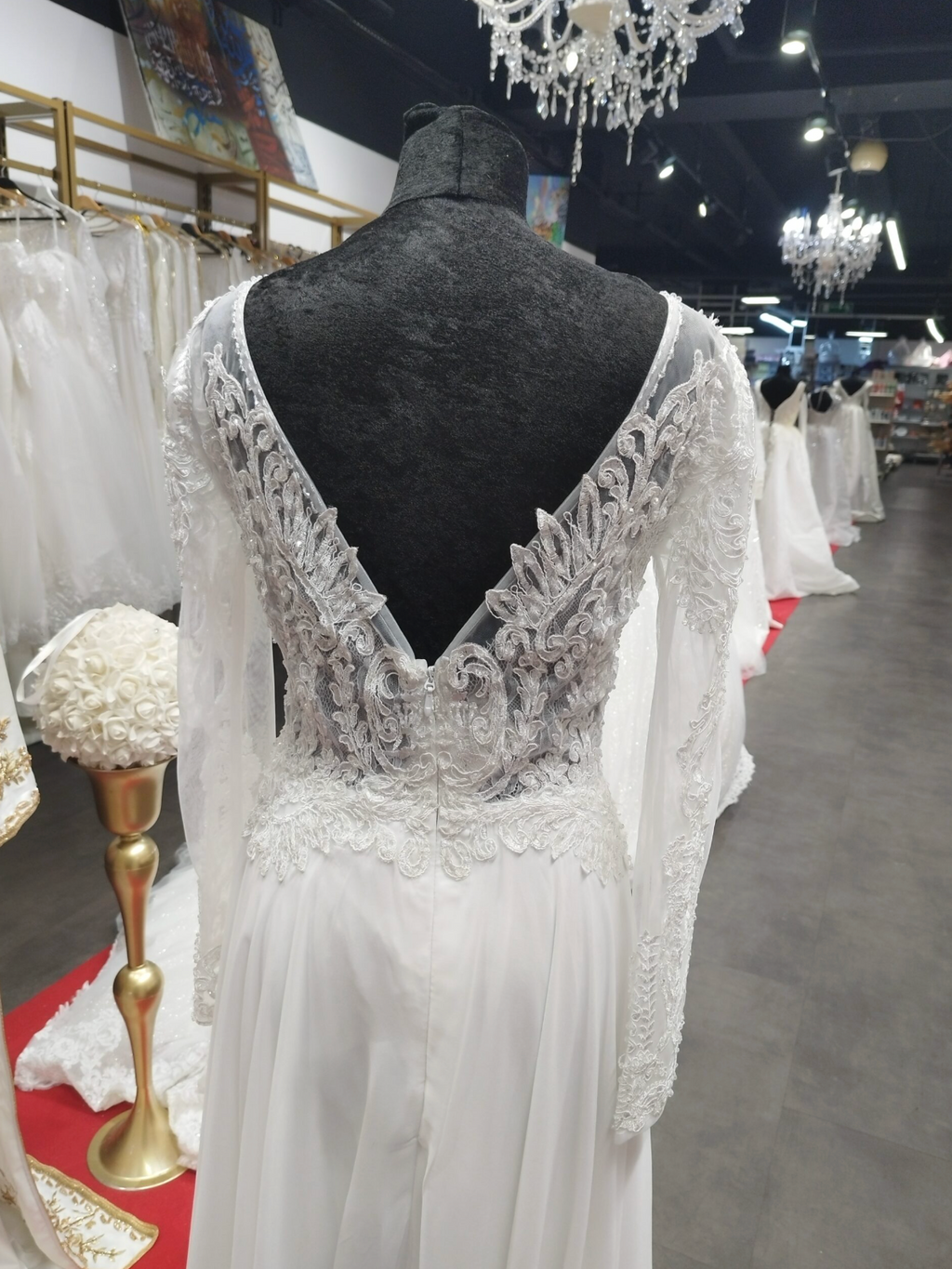 Cassandre Empire Wedding Dress | Elegant Long Sleeve Lace Bridal Gown