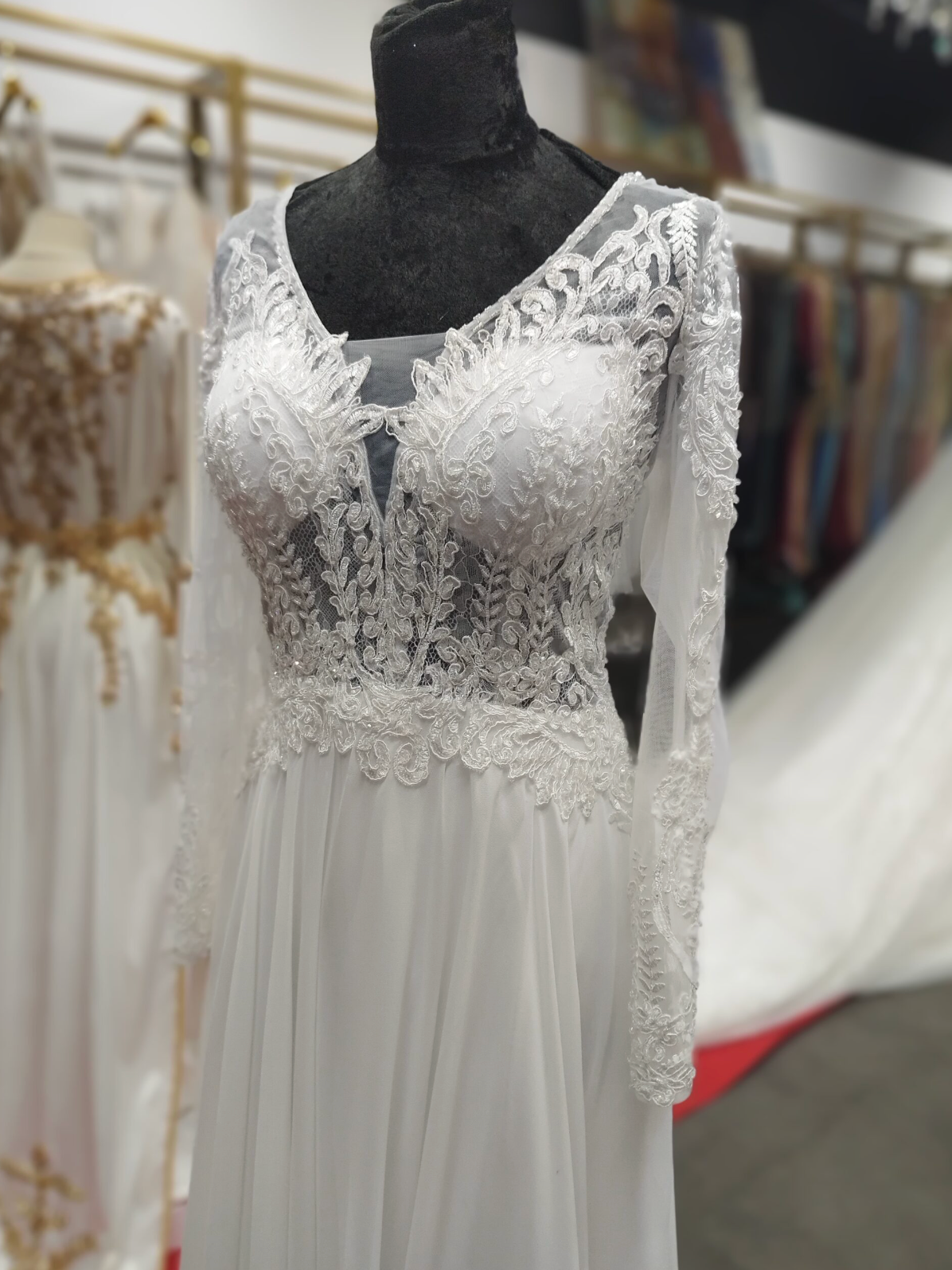Cassandre Empire Wedding Dress | Elegant Long Sleeve Lace Bridal Gown