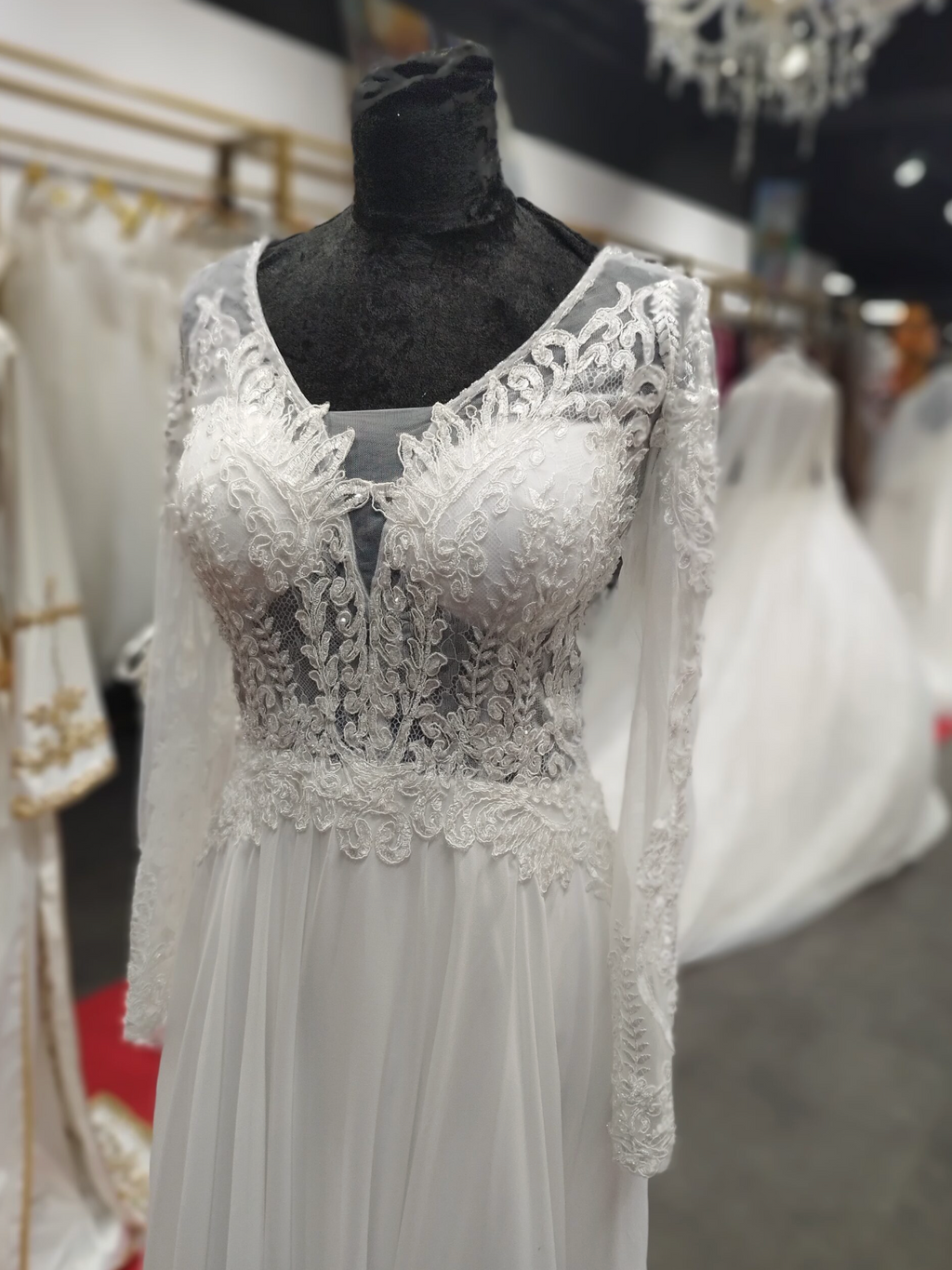 Cassandre Empire Wedding Dress | Elegant Long Sleeve Lace Bridal Gown
