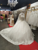 Sherazade Princess Wedding Dress | Luxury Pearl Bridal Ball Gown with Train