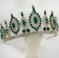 Fairuz Emerald Bridal Tiara | Green Crystal Wedding Crown with Rhinestones