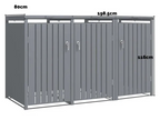 Anthracite Grey Solid Panel Wheelie Bin Storage - Triple Bin Store