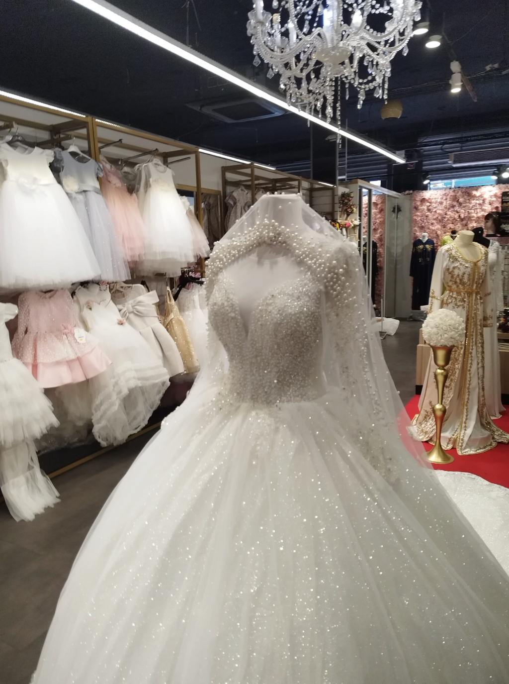 Sherazade Princess Wedding Dress – Long Sleeve – Lace & Beaded – Size 38